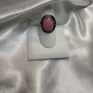 Elegant Pink and Silver Women's Ring
